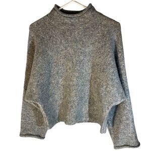 William Rast y2k Cotton and Wool Blend Mock Neck Oversize Sweater, Grey, XS. Jus